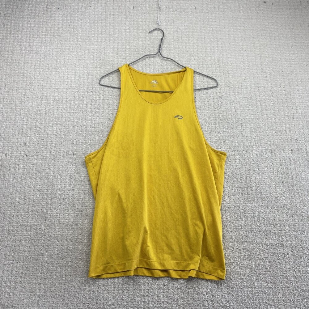 Brooks Running Mens M Sleeveless Yellow Tank Top Track Sports Ball Active Tee